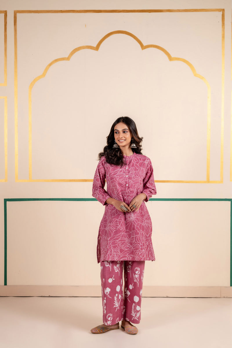 Cotton Co-ord Set for Women | Rose Dusk