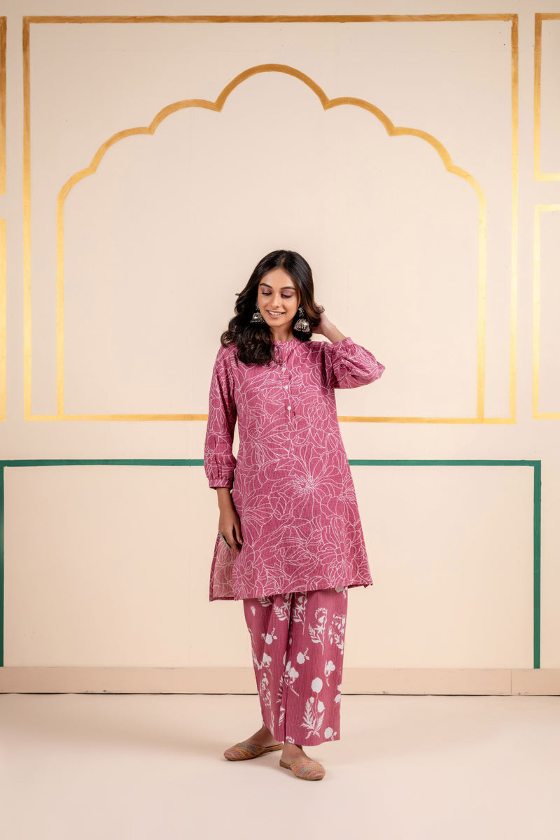 Cotton Co-ord Set for Women | Rose Dusk