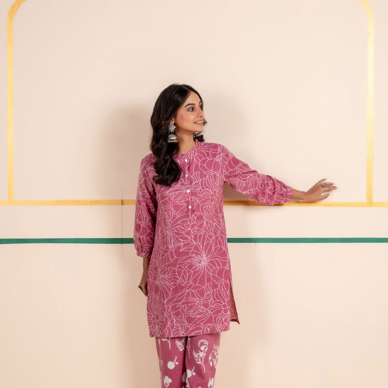 Cotton Co-ord Set for Women | Rose Dusk