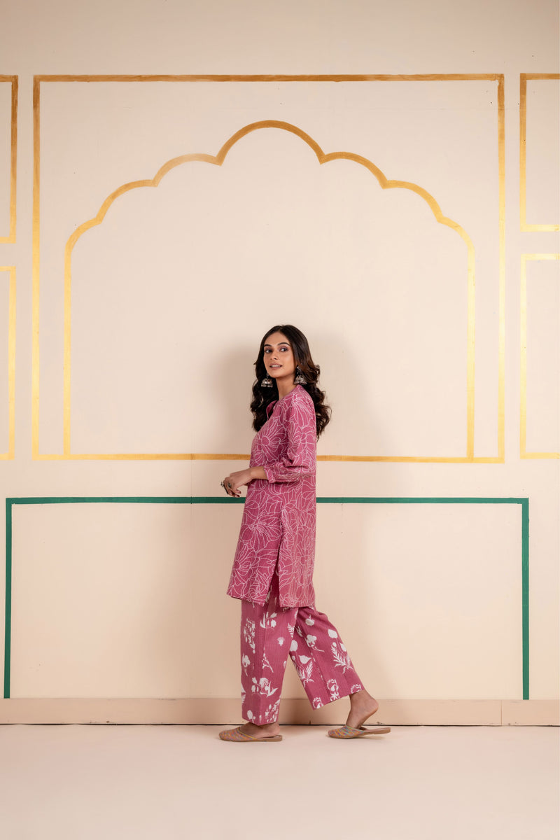 Cotton Co-ord Set for Women | Rose Dusk