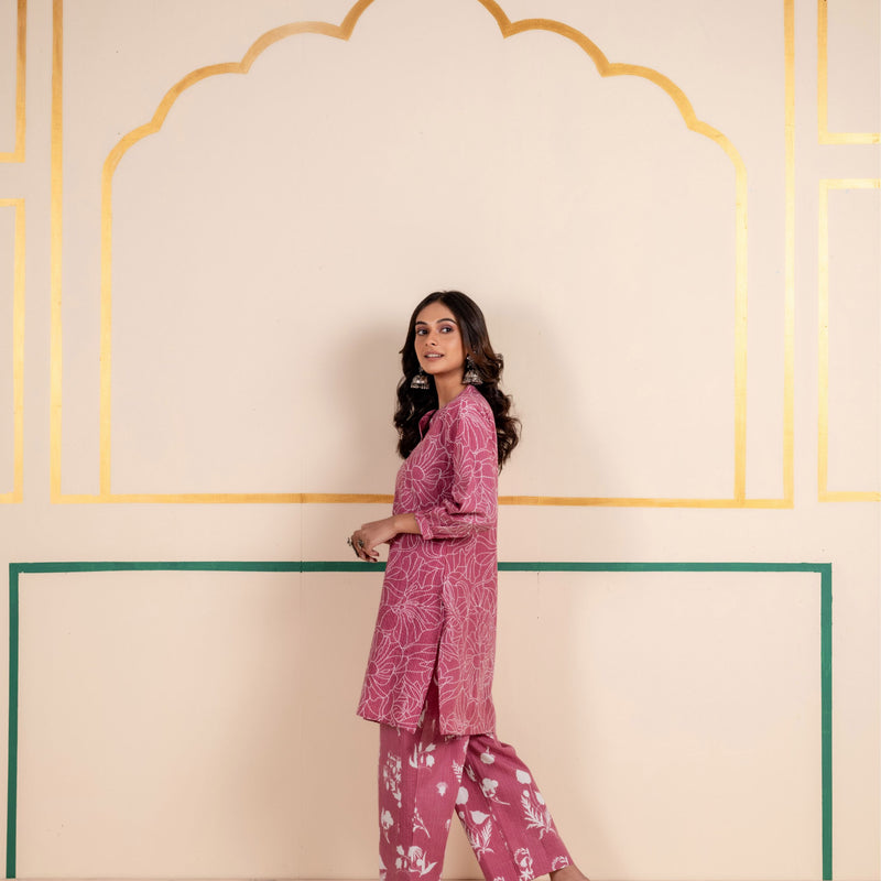 Cotton Co-ord Set for Women | Rose Dusk