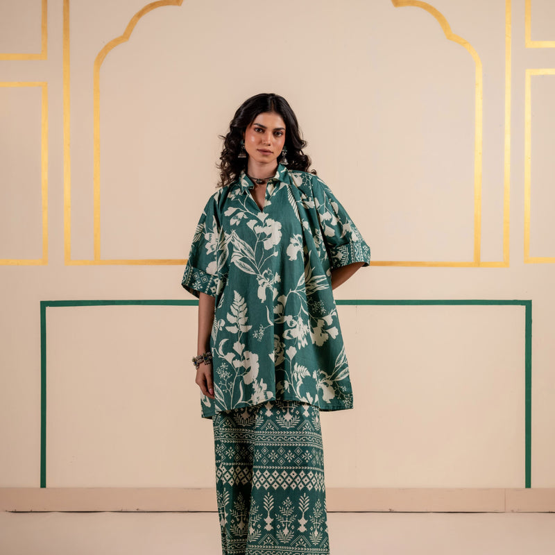 Kaftan Style Cotton Co-ord Set for Women | Meadow Charm