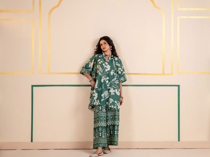 Kaftan Style Cotton Co-ord Set for Women | Meadow Charm