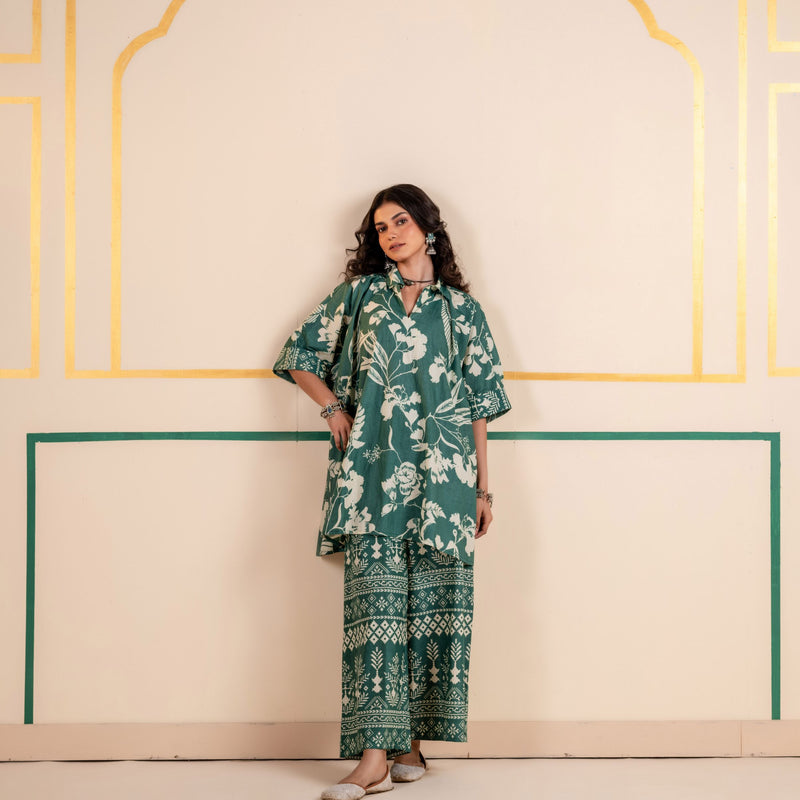 Kaftan Style Cotton Co-ord Set for Women | Meadow Charm