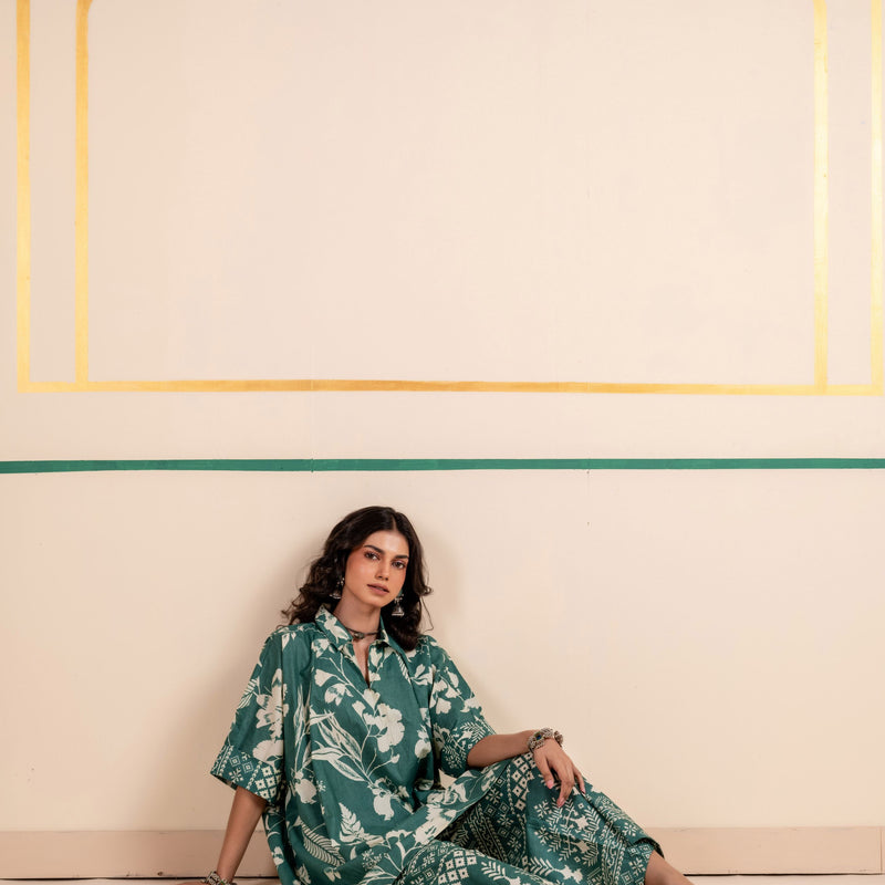 Kaftan Style Cotton Co-ord Set for Women | Meadow Charm