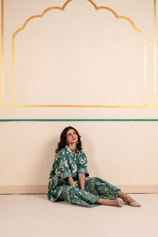 Kaftan Style Cotton Co-ord Set for Women | Meadow Charm