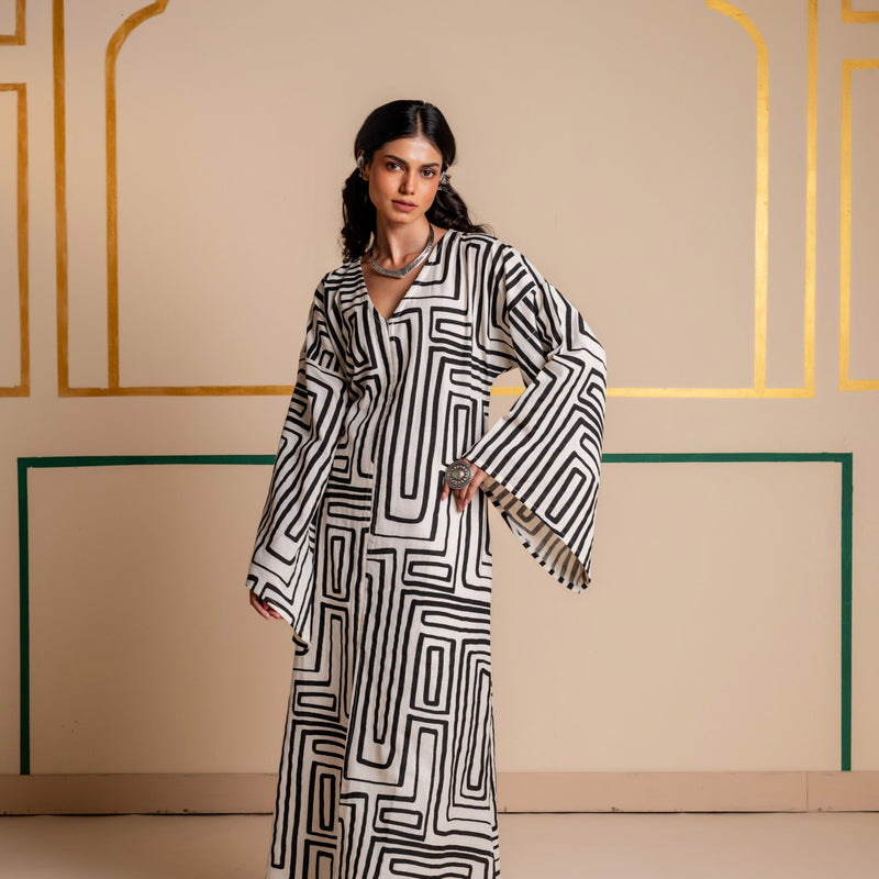 Longline Cotton Kaftan Kurta with Slits for Women | Maze Muse