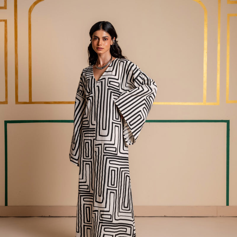 Longline Cotton Kaftan Kurta with Slits for Women | Maze Muse
