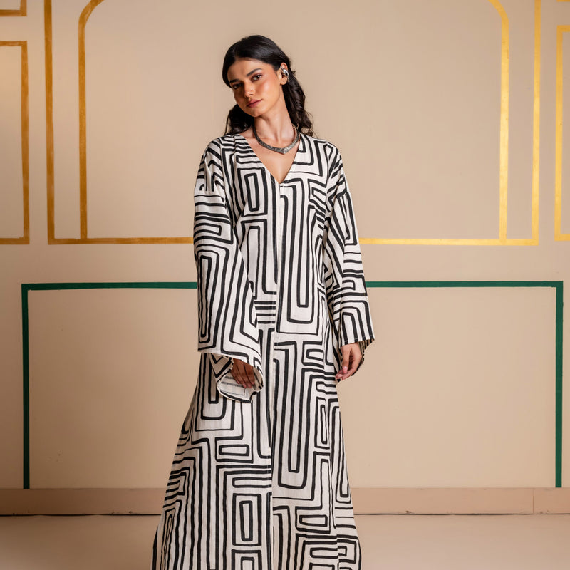 Longline Cotton Kaftan Kurta with Slits for Women | Maze Muse