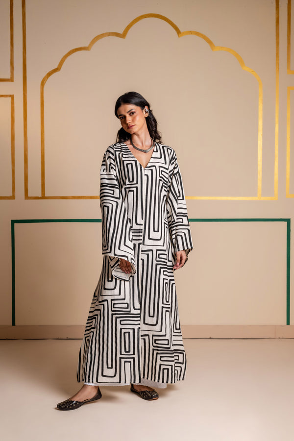 Longline Cotton Kaftan Kurta with Slits for Women | Maze Muse