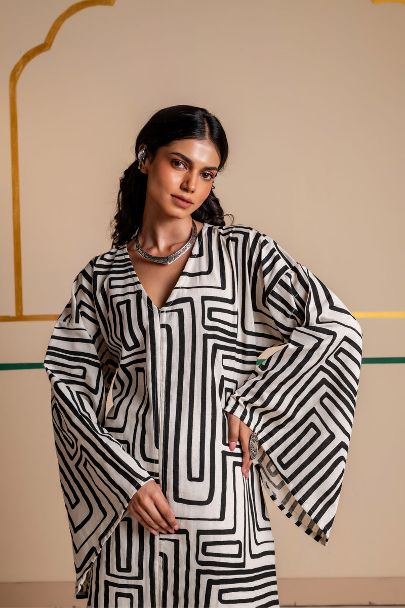 Longline Cotton Kaftan Kurta with Slits for Women | Maze Muse