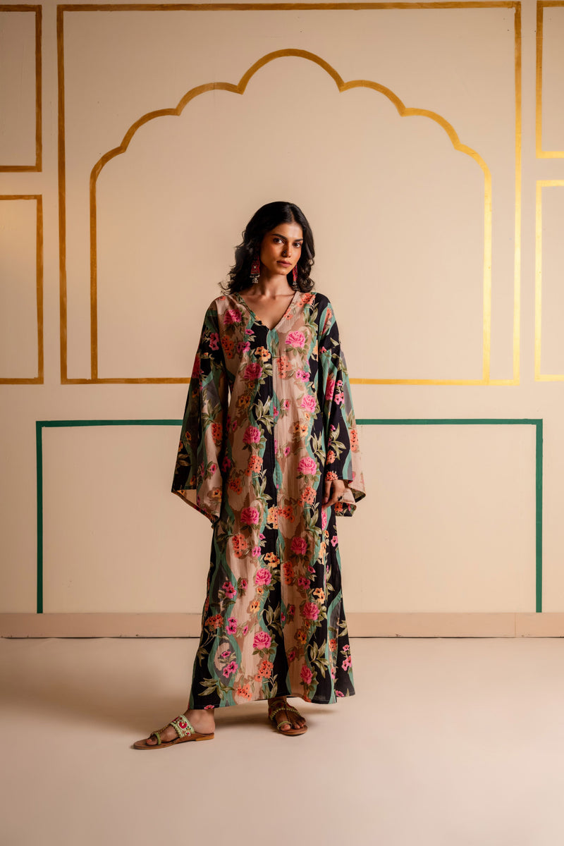Longline Cotton Kaftan Kurta with Slits for Women | Boho Botanica