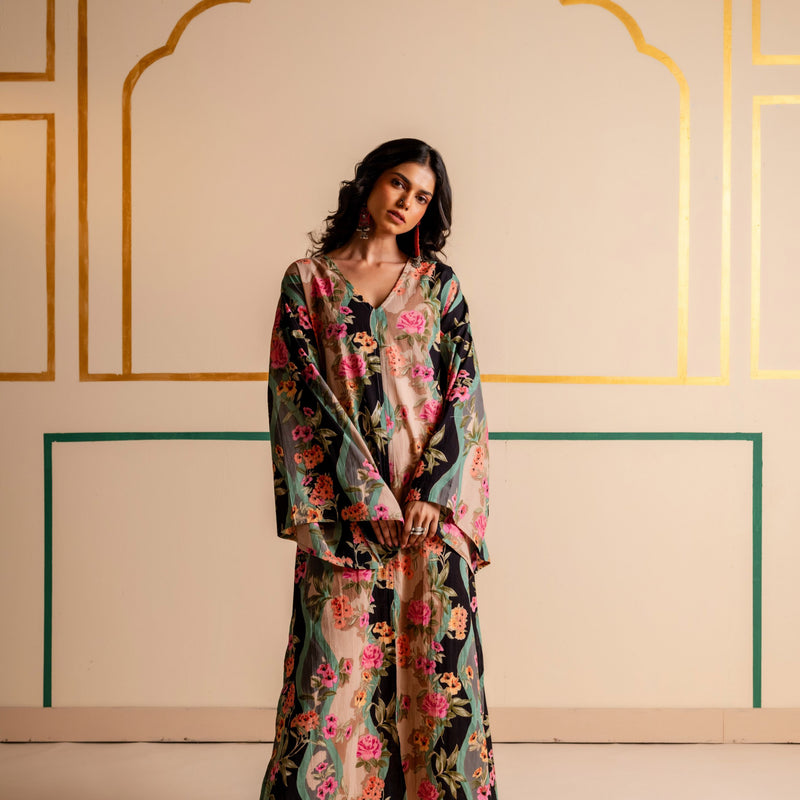 Longline Cotton Kaftan Kurta with Slits for Women | Boho Botanica
