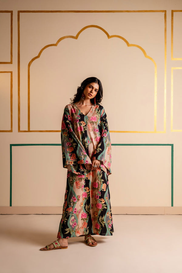 Longline Cotton Kaftan Kurta with Slits for Women | Boho Botanica