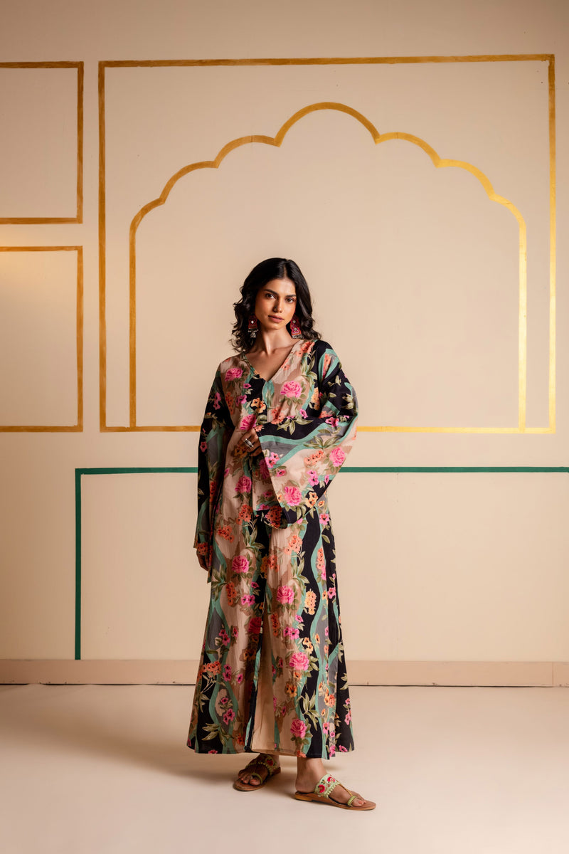 Longline Cotton Kaftan Kurta with Slits for Women | Boho Botanica