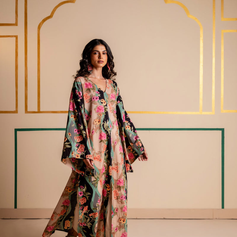 Longline Cotton Kaftan Kurta with Slits for Women | Boho Botanica