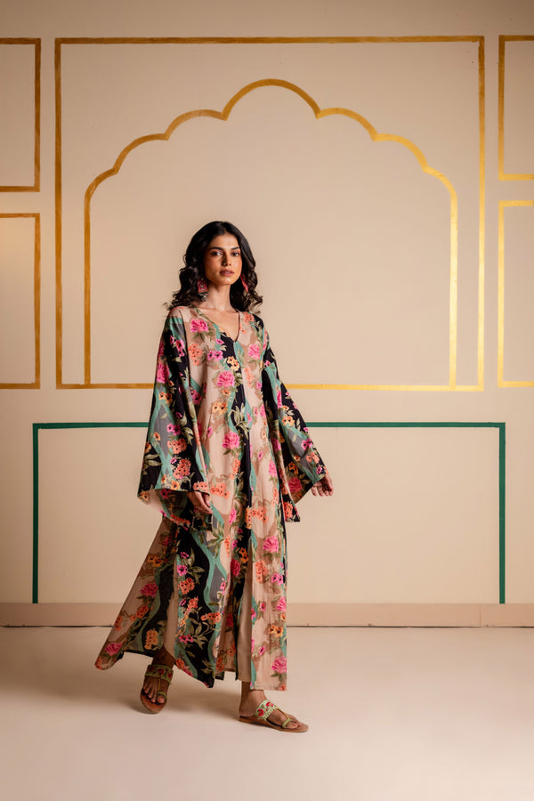 Longline Cotton Kaftan Kurta with Slits for Women | Boho Botanica