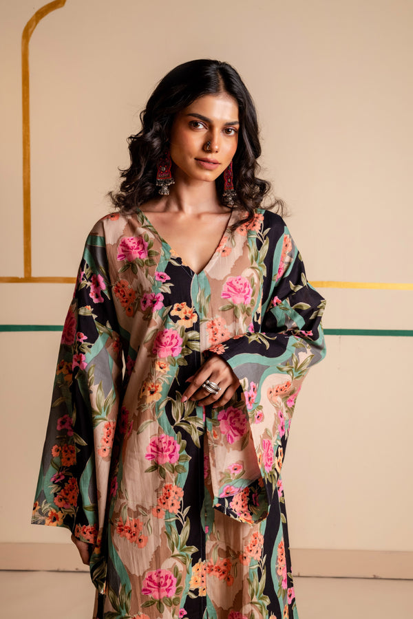 Longline Cotton Kaftan Kurta with Slits for Women | Boho Botanica