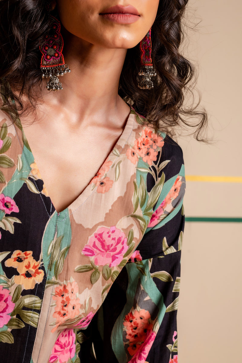 Longline Cotton Kaftan Kurta with Slits for Women | Boho Botanica