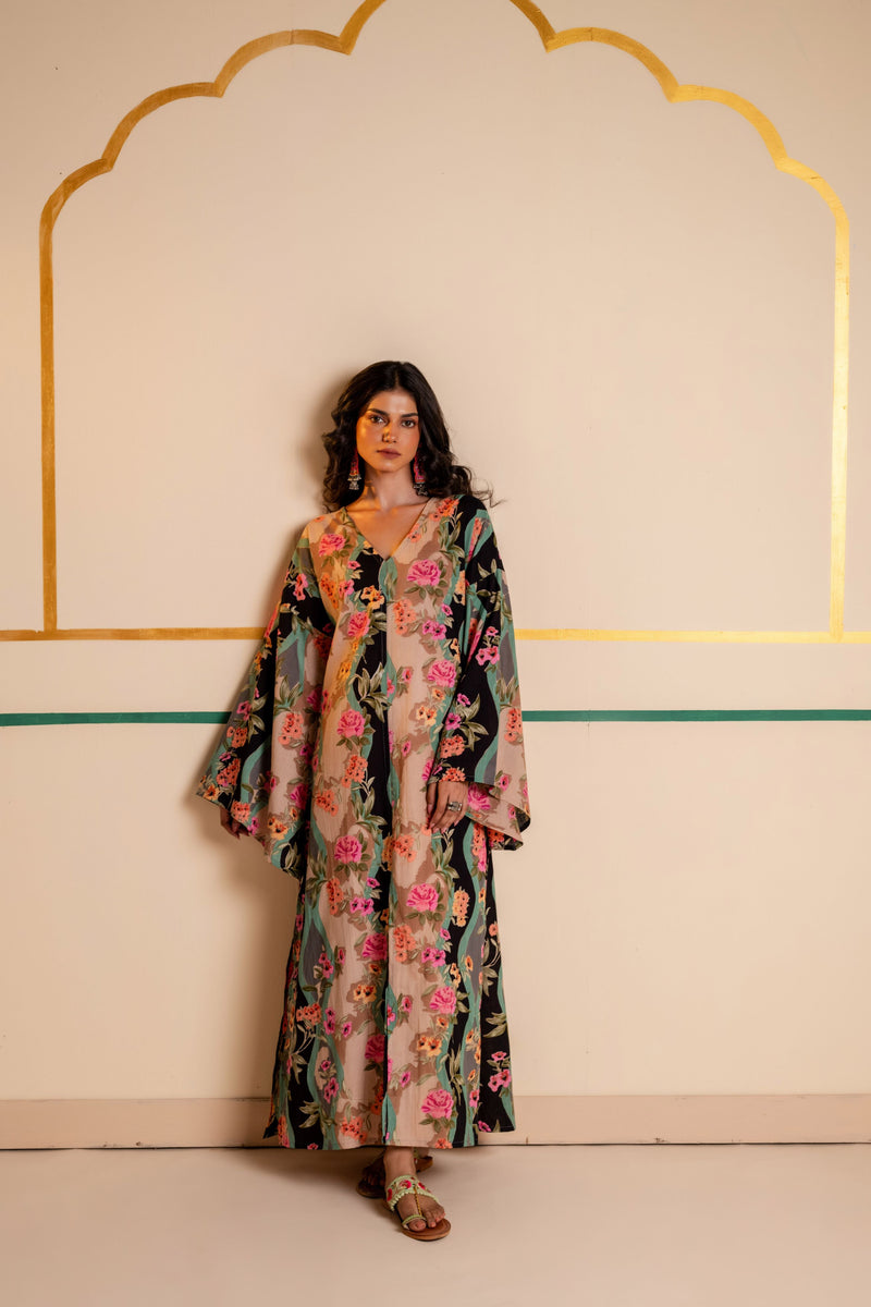 Longline Cotton Kaftan Kurta with Slits for Women | Boho Botanica