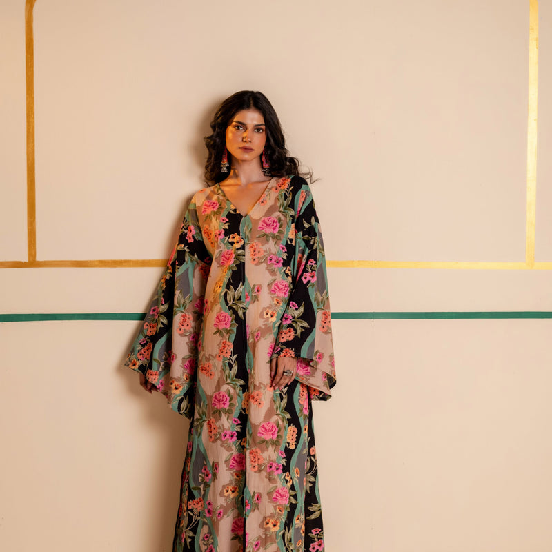 Longline Cotton Kaftan Kurta with Slits for Women | Boho Botanica