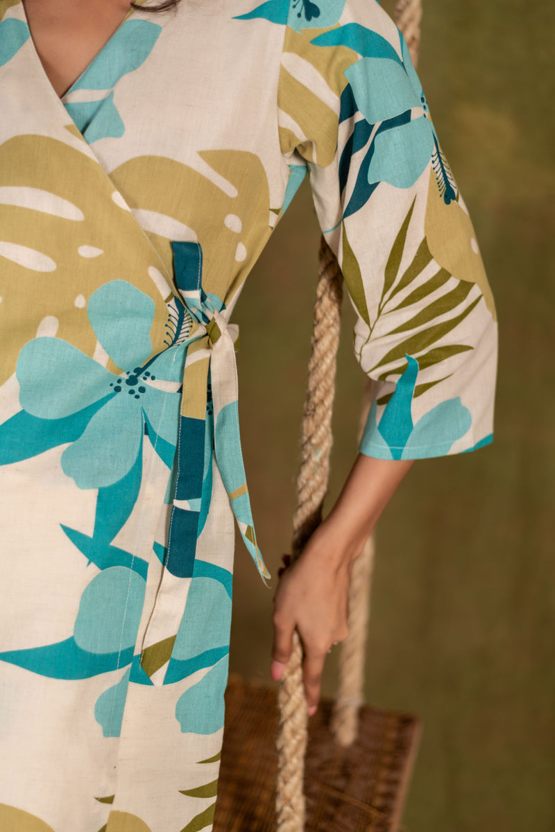 Cotton Angarakha Kurti with Side Tie-Ups for Women | Coastal Palm