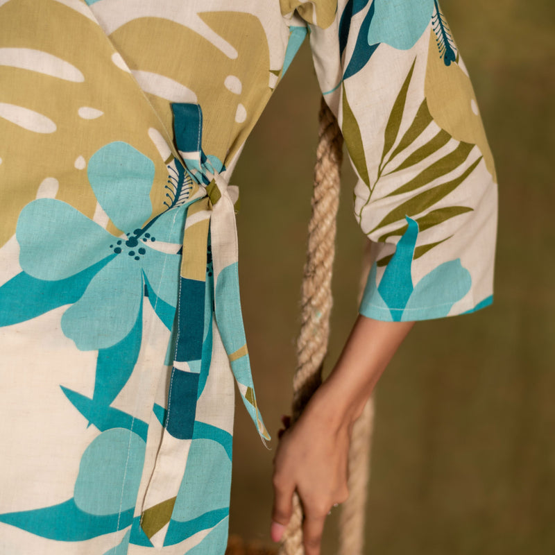 Cotton Angarakha Kurti with Side Tie-Ups for Women | Coastal Palm