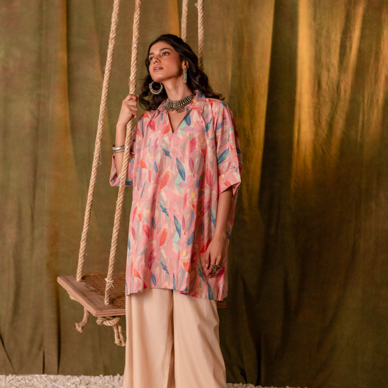 Kaftan Style Cotton Co-ord Set for Women | Peach Whim