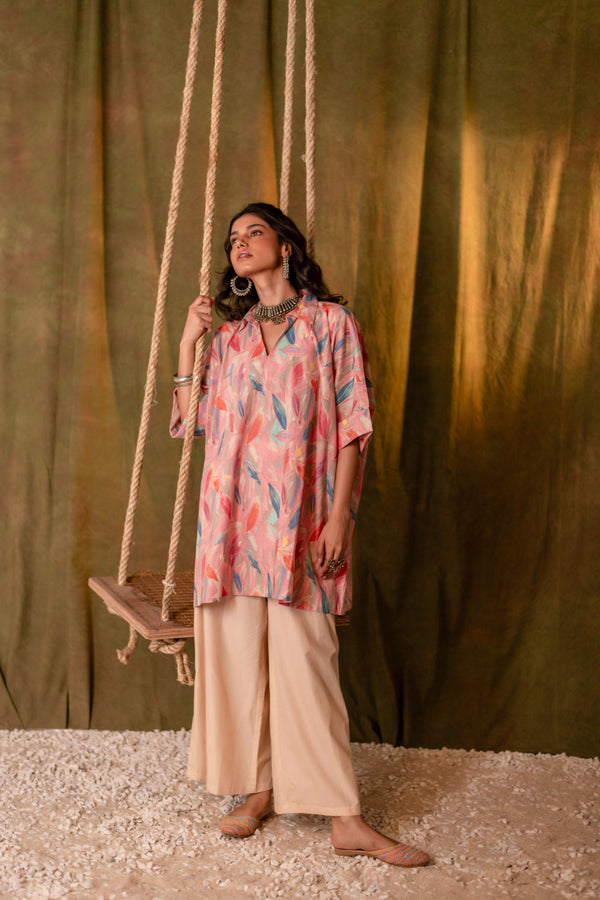 Kaftan Style Cotton Co-ord Set for Women | Peach Whim