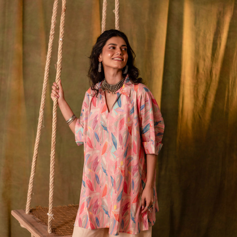 Kaftan Style Cotton Co-ord Set for Women | Peach Whim