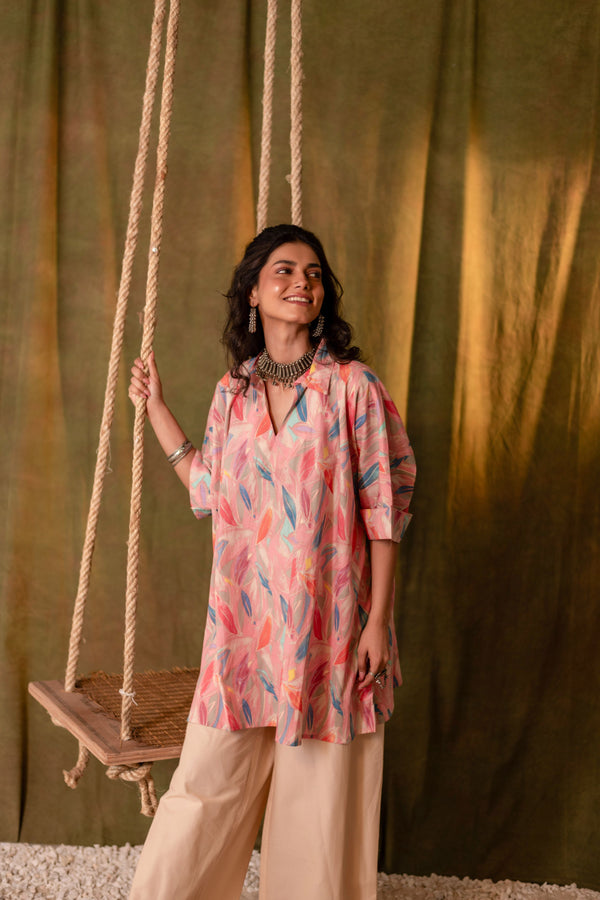 Kaftan Style Cotton Co-ord Set for Women | Peach Whim