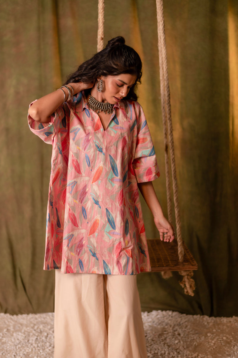 Kaftan Style Cotton Co-ord Set for Women | Peach Whim