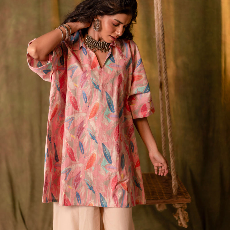 Kaftan Style Cotton Co-ord Set for Women | Peach Whim