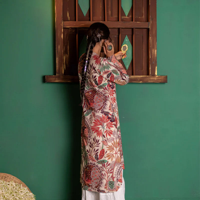 Printed High Low Cotton Kurta for Women | Boho Grace