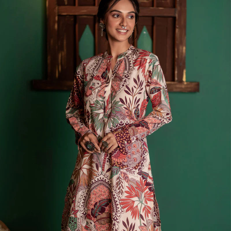 Printed High Low Cotton Kurta for Women | Boho Grace