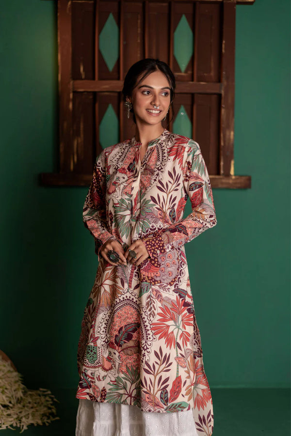 Printed High Low Cotton Kurta for Women | Boho Grace