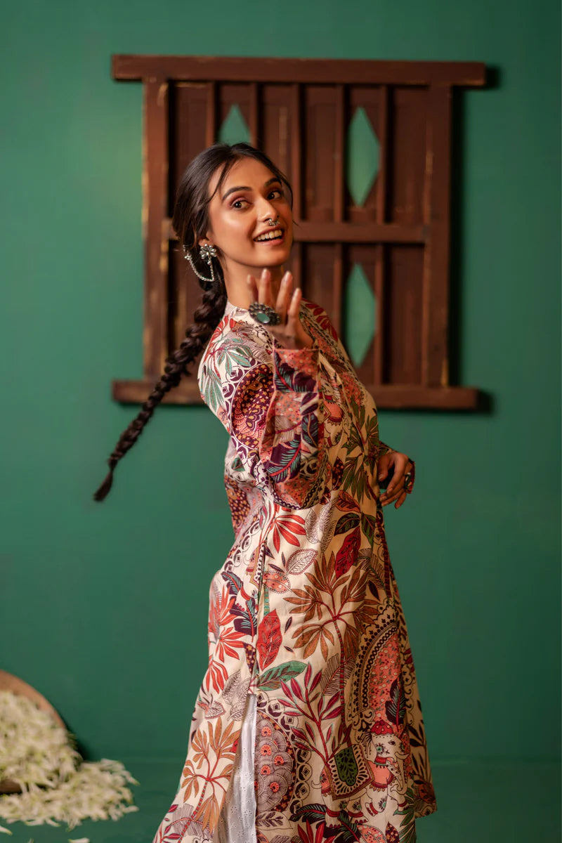 Printed High Low Cotton Kurta for Women | Boho Grace