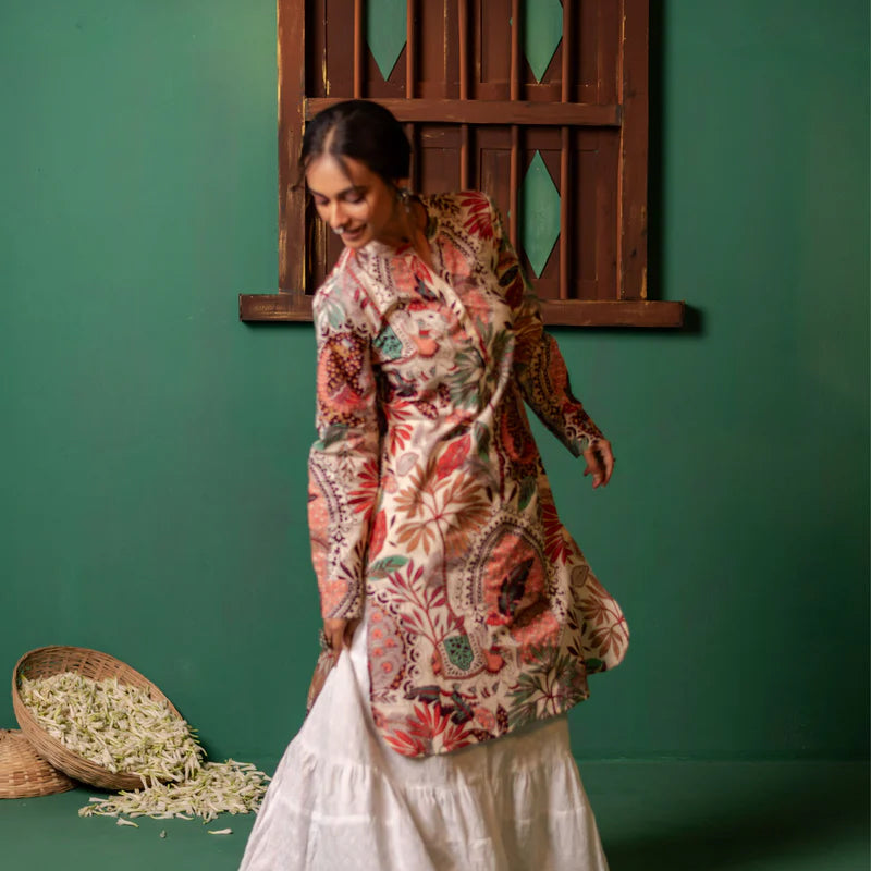 Printed High Low Cotton Kurta for Women | Boho Grace