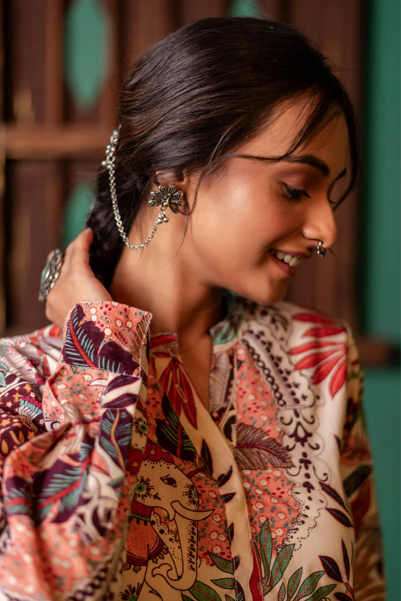 Printed High Low Cotton Kurta for Women | Boho Grace