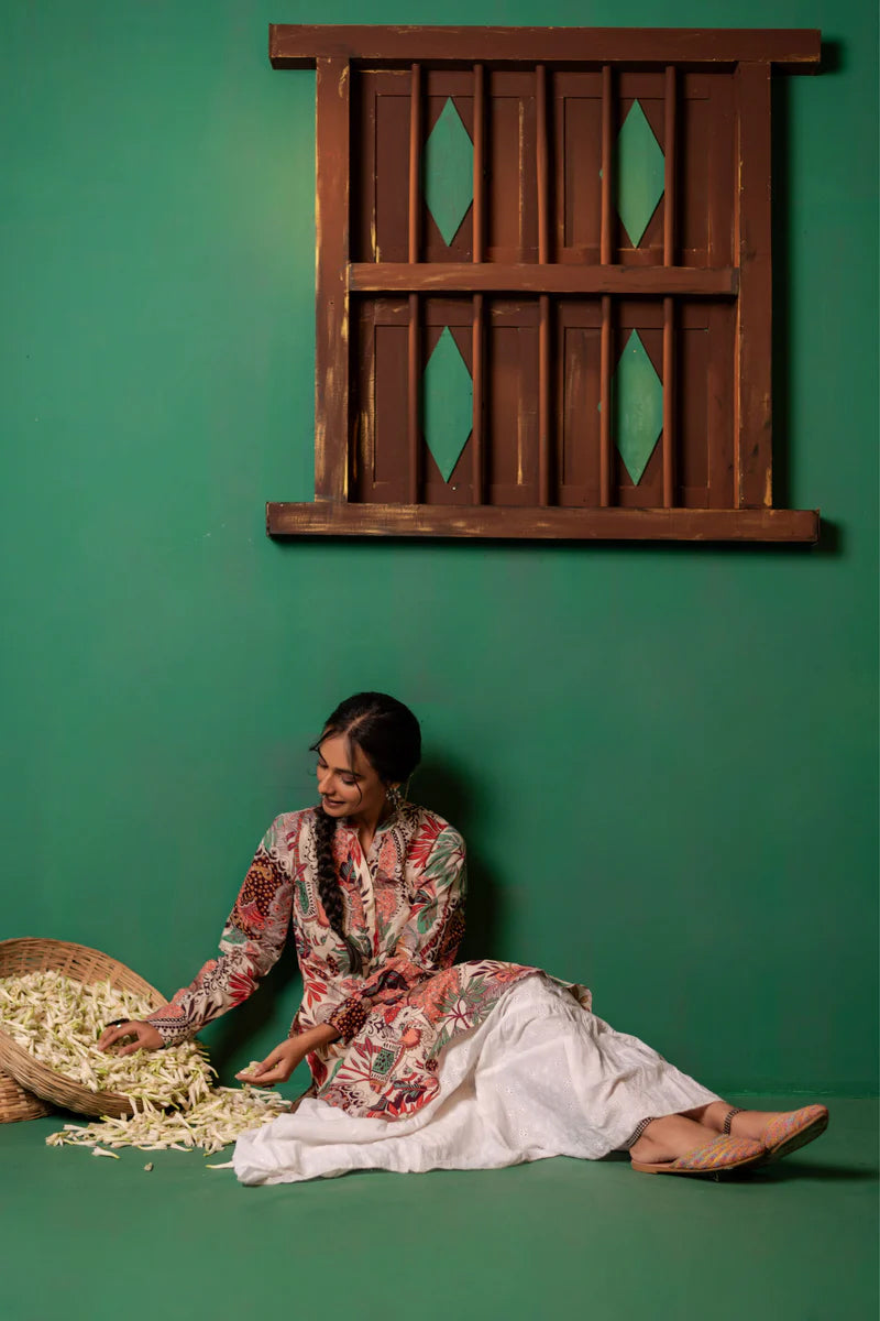 Printed High Low Cotton Kurta for Women | Boho Grace