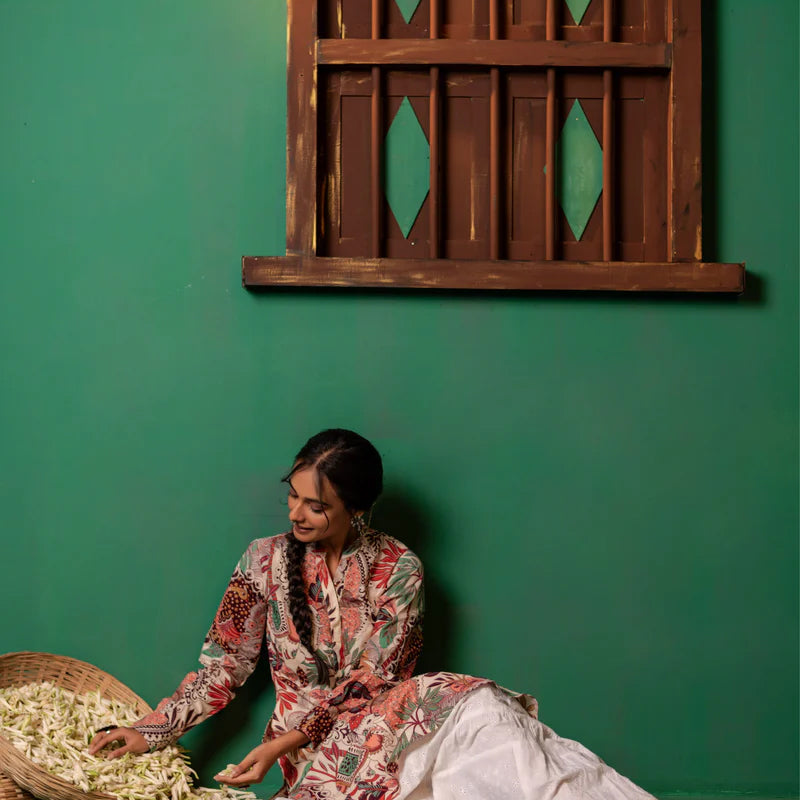 Printed High Low Cotton Kurta for Women | Boho Grace