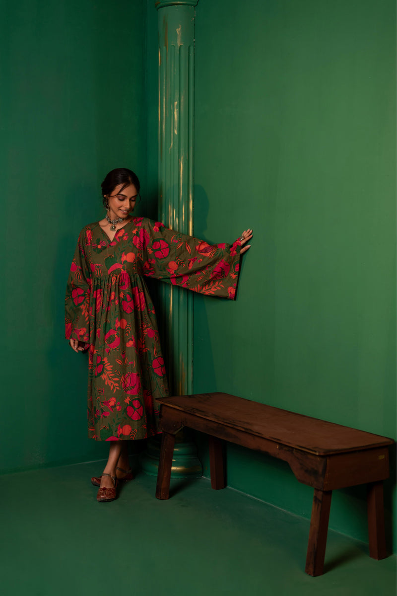 Mid-Length Cotton Kaftan Kurta for Women | Jungle Bloom
