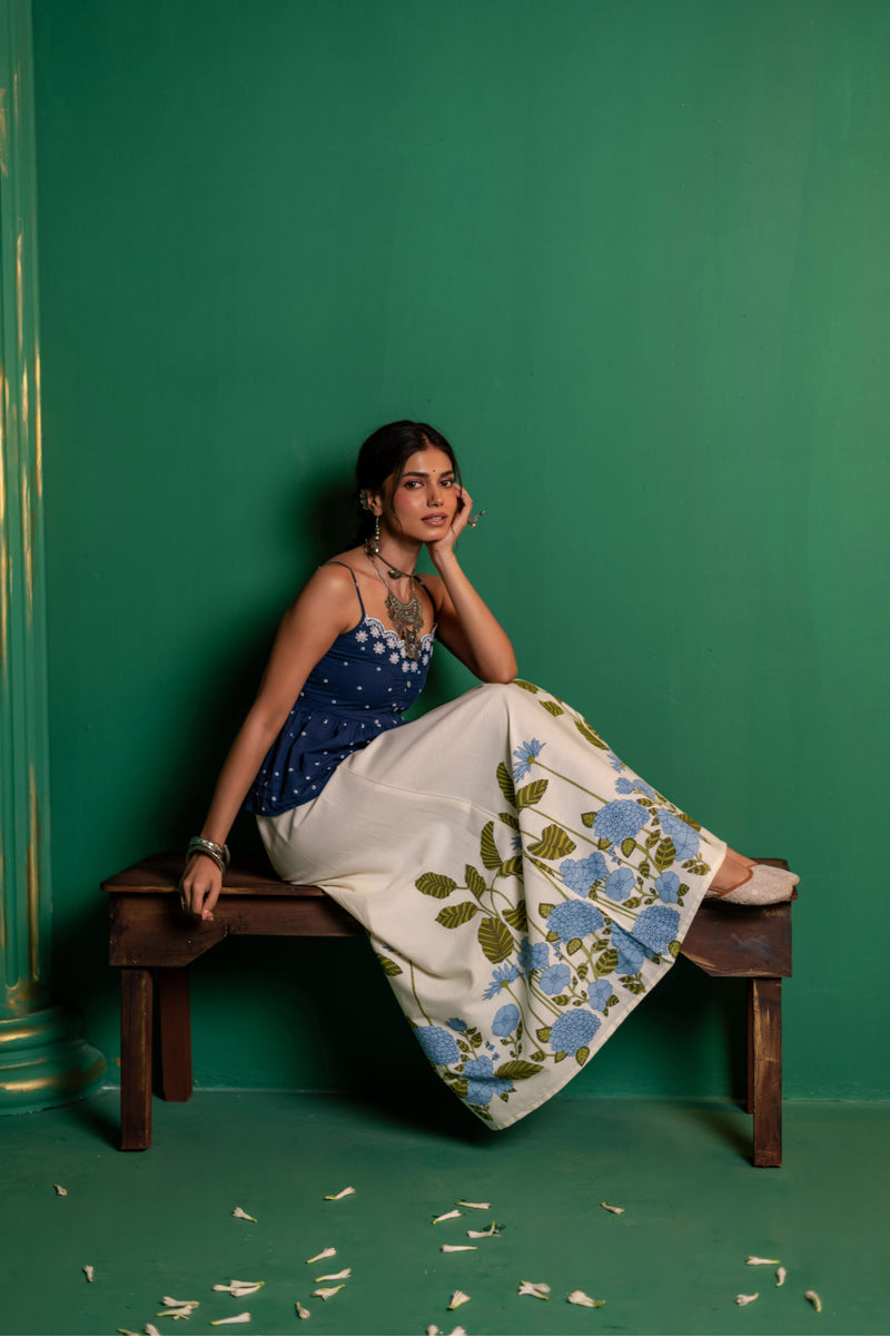 Cotton Long Skirt for Women | Azure Bloom