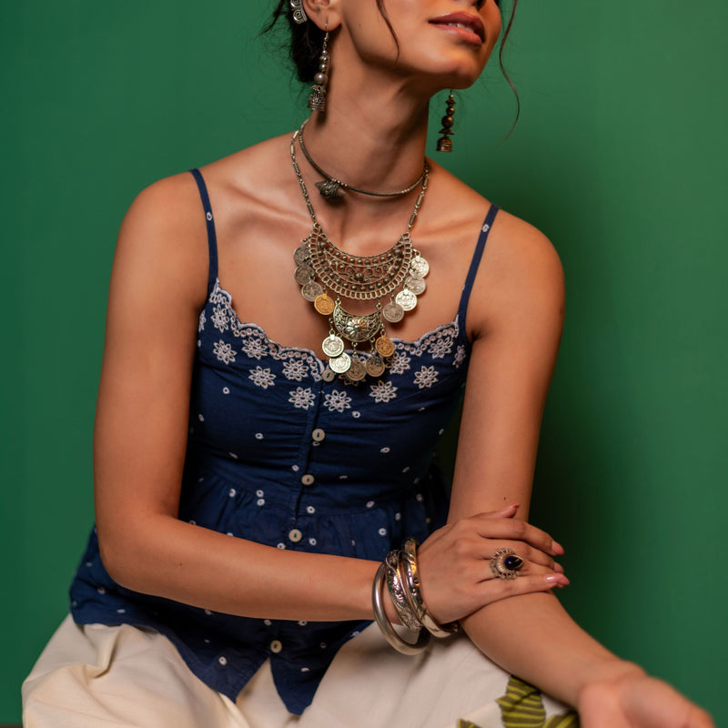 Cotton Long Skirt for Women | Azure Bloom