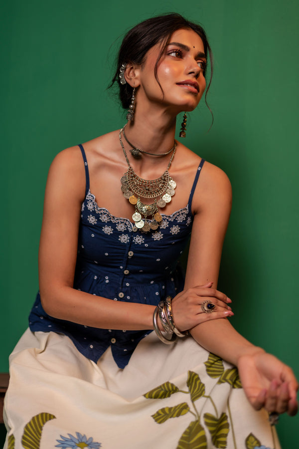 Cotton Long Skirt for Women | Azure Bloom