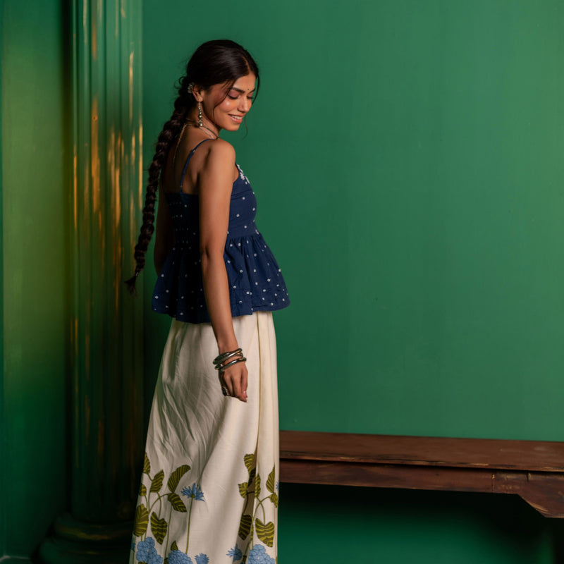 Cotton Long Skirt for Women | Azure Bloom
