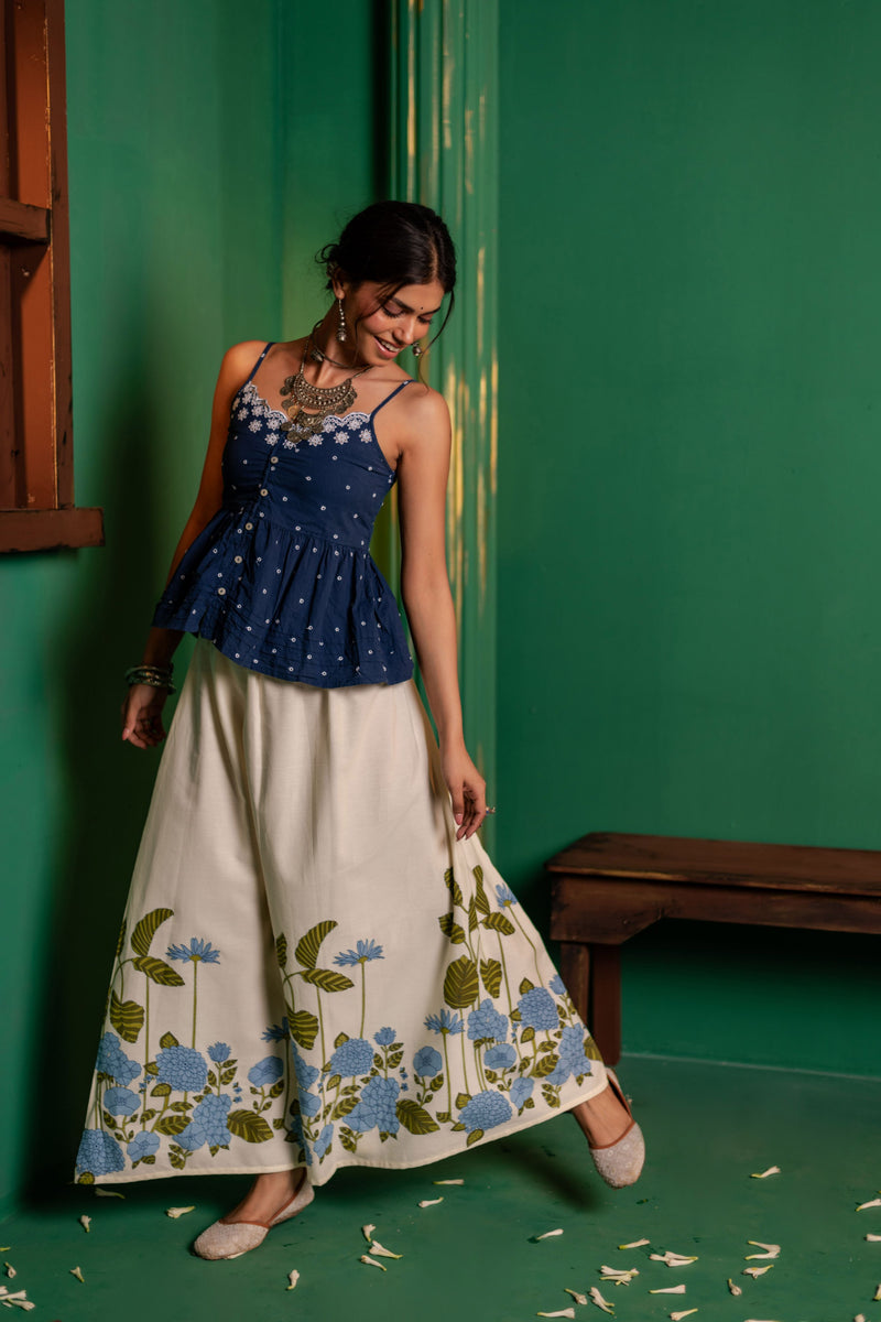 Cotton Long Skirt for Women | Azure Bloom